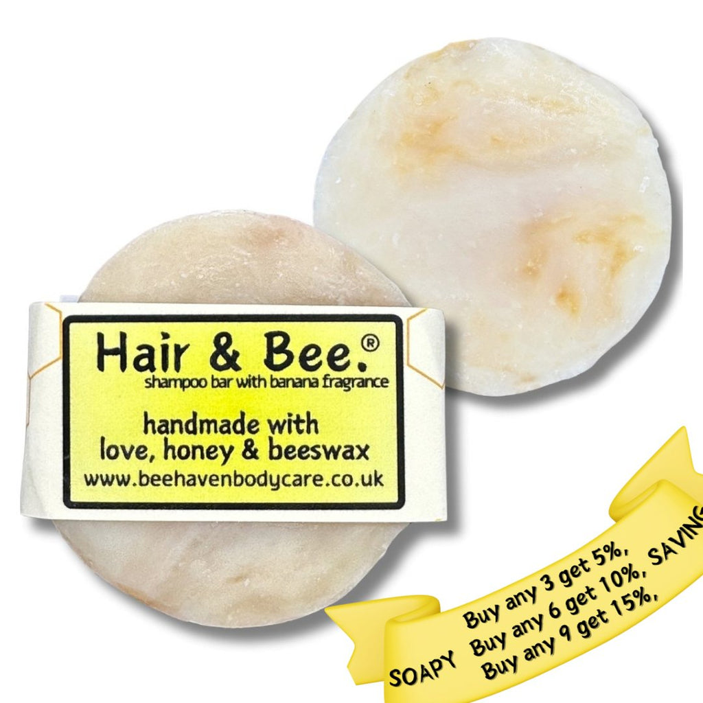 Banana, Beeswax & Honey Shampoo Bar - Hair & Bee® Banana. - Bee Haven Bodycare & Gifts