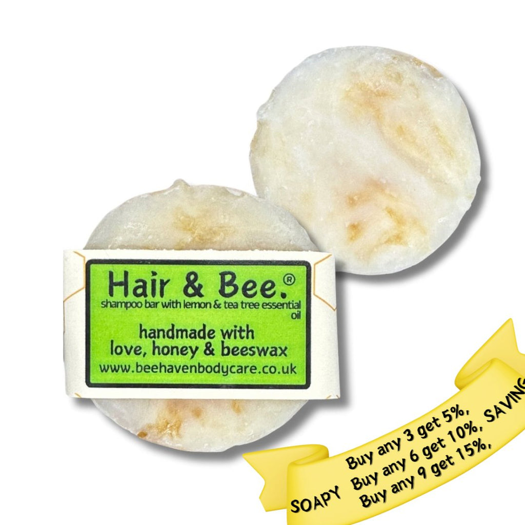 Beeswax & Honey Shampoo Bar - Hair & Bee® Lemon & Tea Tree - Bee Haven Bodycare & Gifts