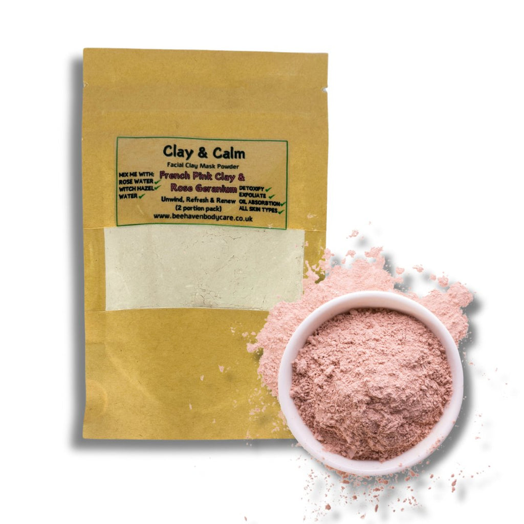 Clay & Calm Facial Mask Powder - Pink Clay and Rose - Bee Haven Bodycare & Gifts