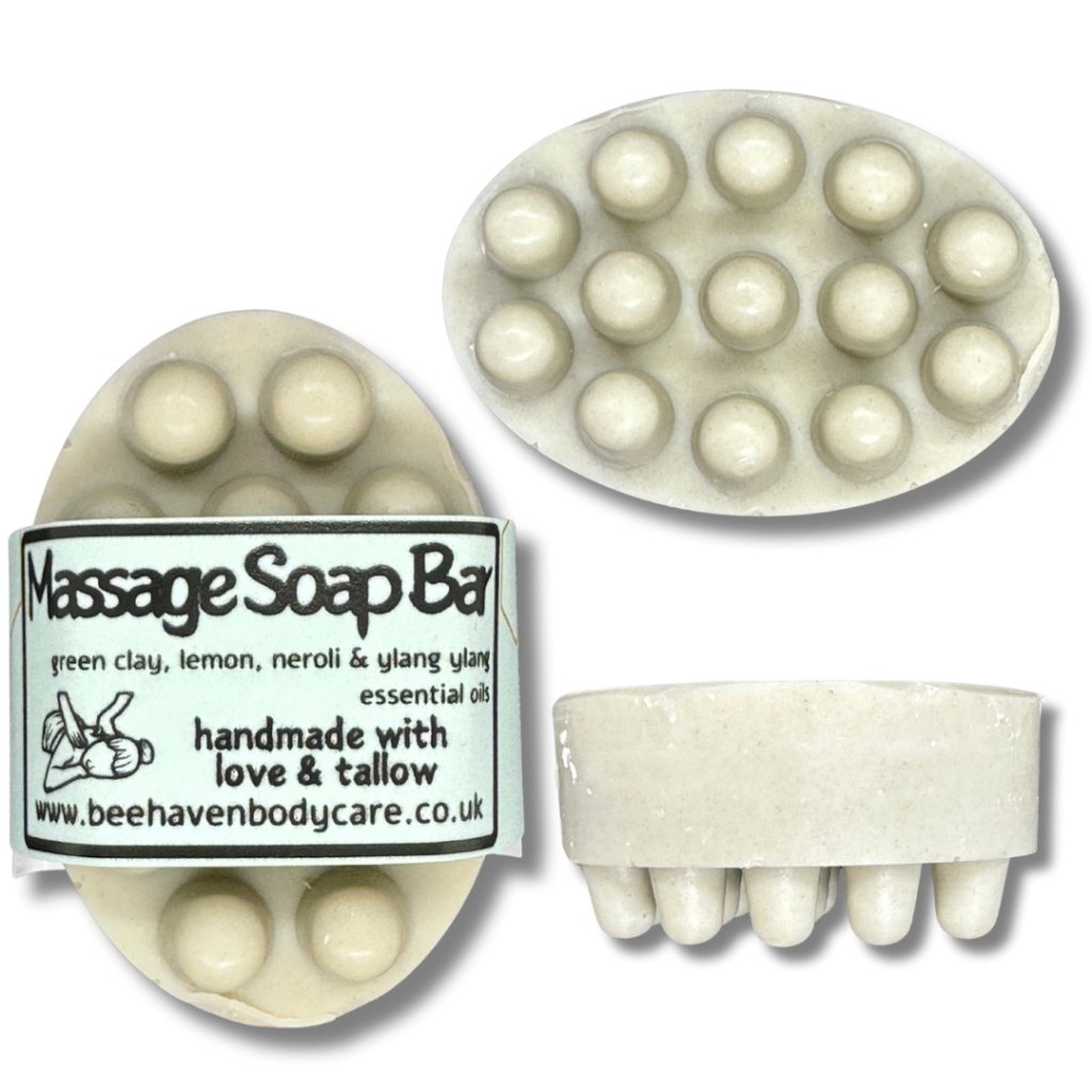 Massage Soap Bar - Lemon, Neroli & Ylang Ylang & Green Clay - Bee Haven Bodycare & Gifts