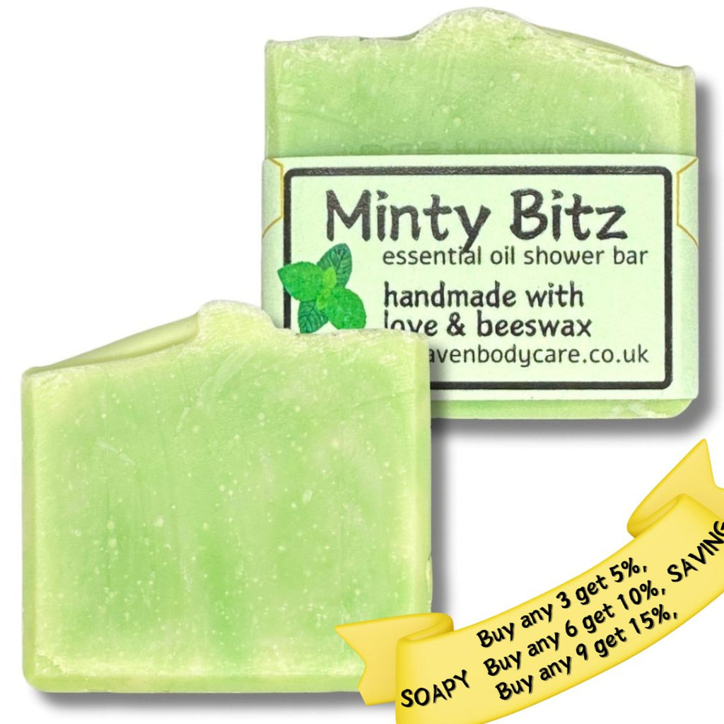 Mint & Beeswax Shower Bar - Essential Oils - Bee Haven Bodycare & Gifts