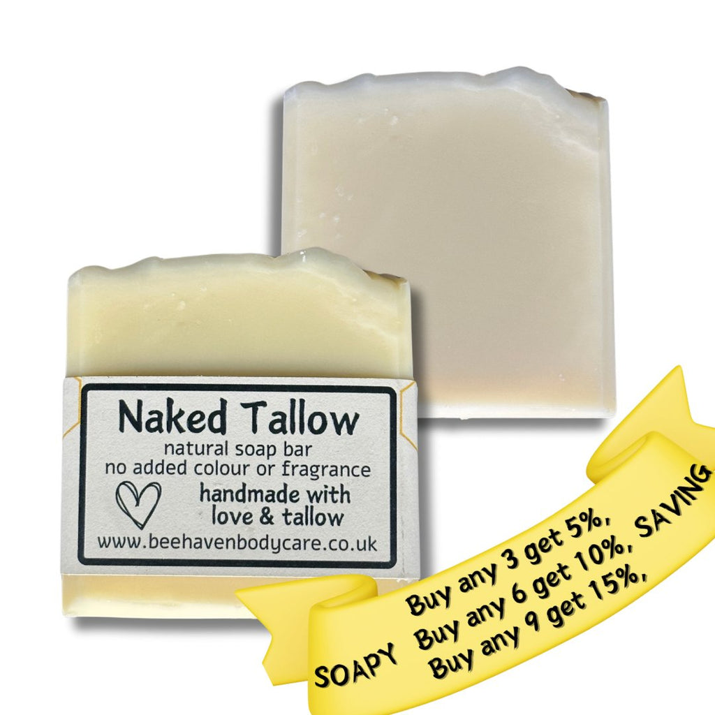 Naked Tallow Soap - Fragrance & Colour Free - Bee Haven Bodycare & Gifts