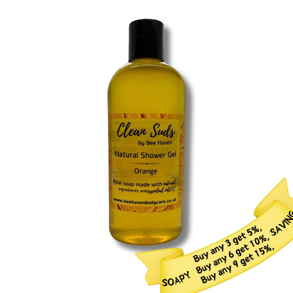 Orange Natural Shower Gel - Clean Suds Orange - Bee Haven Bodycare & Gifts