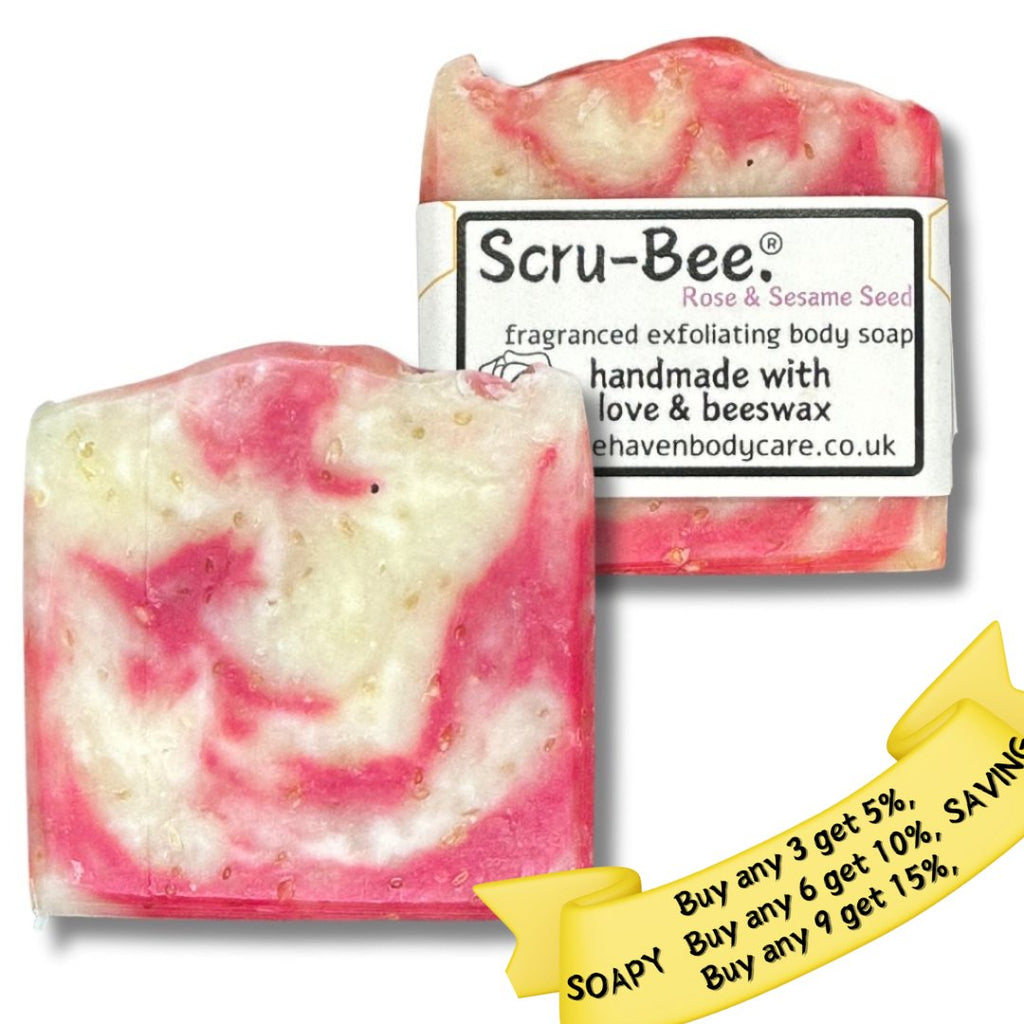 Rose & Sesame Seed - Scru - bee Beeswax Soap - Bee Haven Bodycare & Gifts