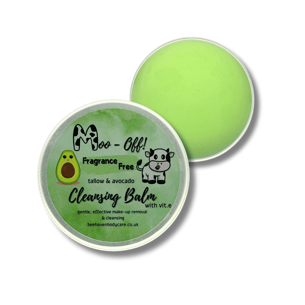 Tallow & Avocado Cleansing Balm - Moo Off (Makeup Remover) Fragrance Free - Bee Haven Bodycare & Gifts