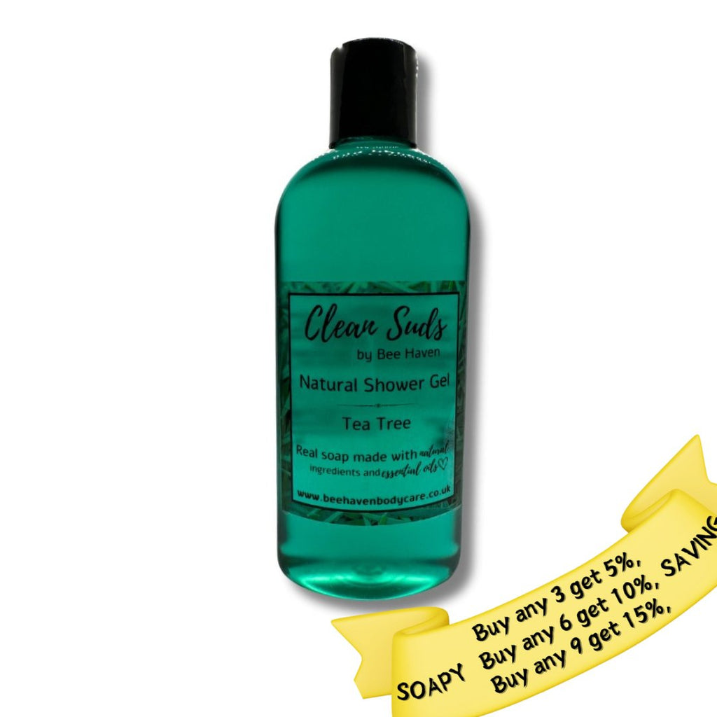 Tea Tree Natural Shower Gel - Clean Suds Tea Tree - Bee Haven Bodycare & Gifts