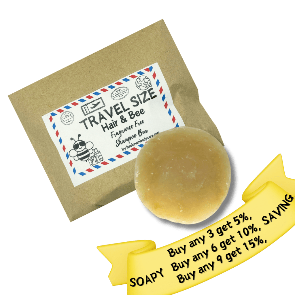 (TRAVEL SIZE) Fragrance Free Beeswax & Honey Shampoo Bar - Hair & Bee® - Bee Haven Bodycare & Gifts